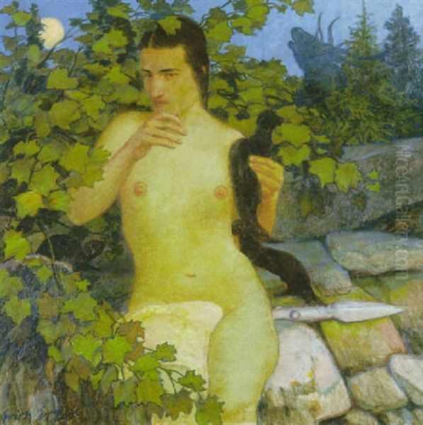 Frauenakt (diana) Oil Painting by Erich Erler-Samedan