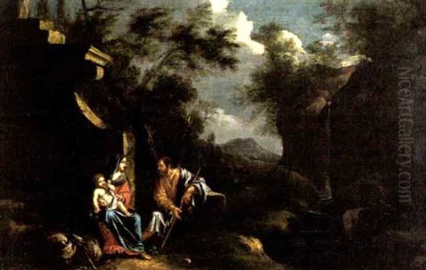 Flucht Nach Agypten Oil Painting by Johann Franciscus Ermels