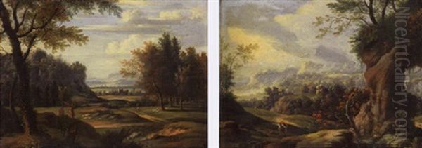 Landschaft Mit Figurenstaffage Oil Painting by Johann Franciscus Ermels