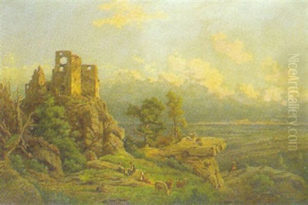 Ruinen In Abendstimmung Oil Painting by Otto Von Ernst