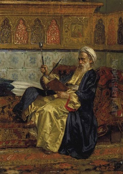 An Arab Scholar Oil Painting by Rudolf Ernst