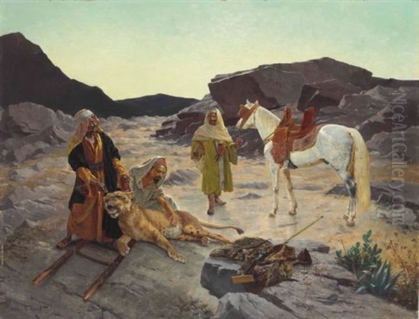 The Captured Lion Oil Painting by Rudolf Ernst