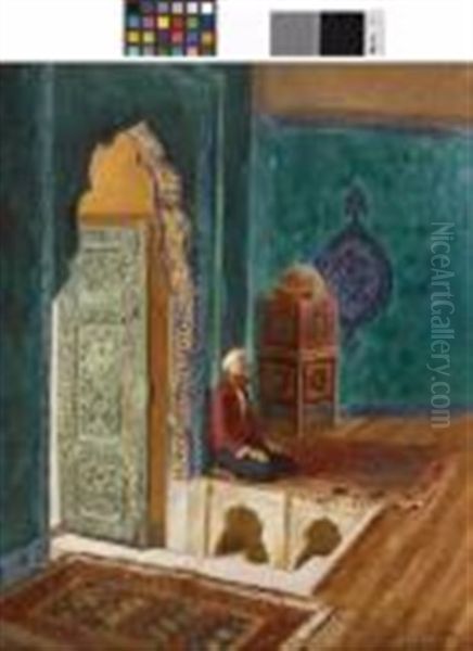 Interieur De Mosquee Oil Painting by Rudolf Ernst