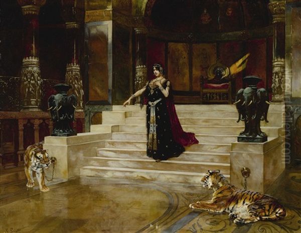 Salome And The Tigers Oil Painting by Rudolf Ernst