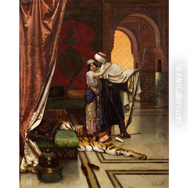 Le Depart Pour La Guerre Sainte Oil Painting by Rudolf Ernst