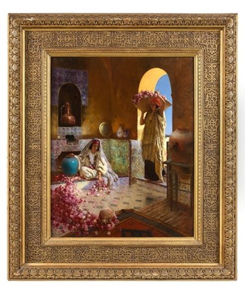 La Cueillette Des Roses Oil Painting by Rudolf Ernst