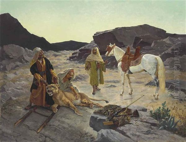 The Captured Lion Oil Painting by Rudolf Ernst