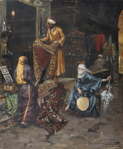 Le Marchand De Tapis Dans Un Souk Oil Painting by Rudolf Ernst