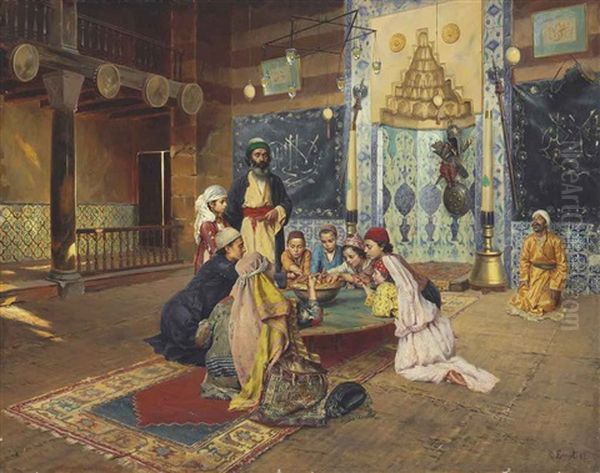 La Charite Chez Les Derviches A Scutari Oil Painting by Rudolf Ernst