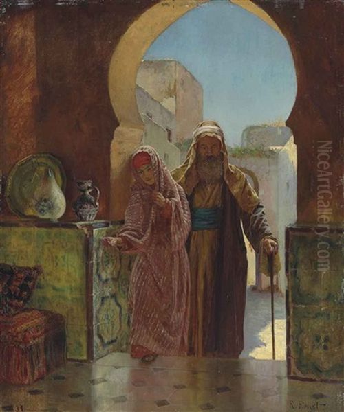 An Important Visit Oil Painting by Rudolf Ernst