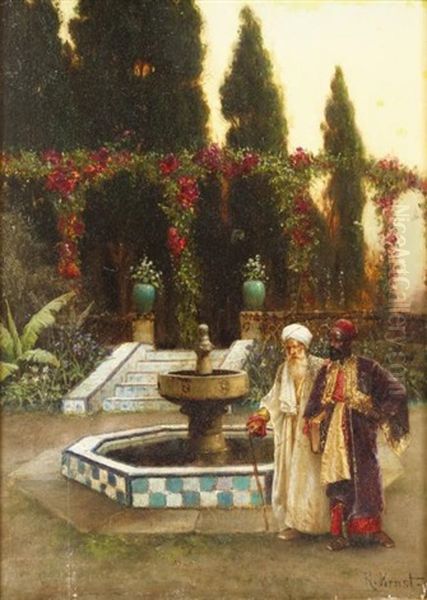 Promenade Au Jardin Oil Painting by Rudolf Ernst