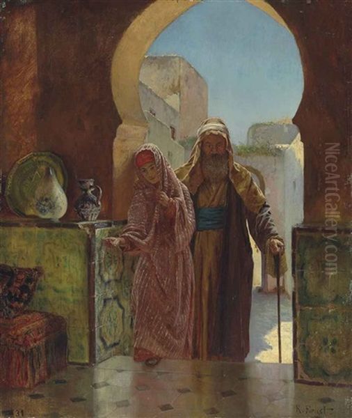 An Important Visit Oil Painting by Rudolf Ernst