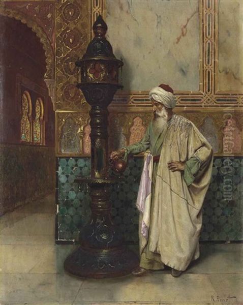 An Arab Elder In A Palace Oil Painting by Rudolf Ernst