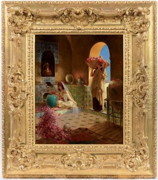 La Cueillette Des Roses Oil Painting by Rudolf Ernst