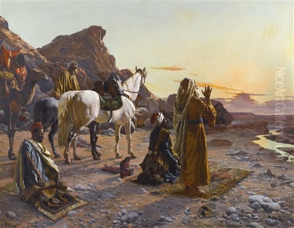 Prayers At Sunrise Oil Painting by Rudolf Ernst