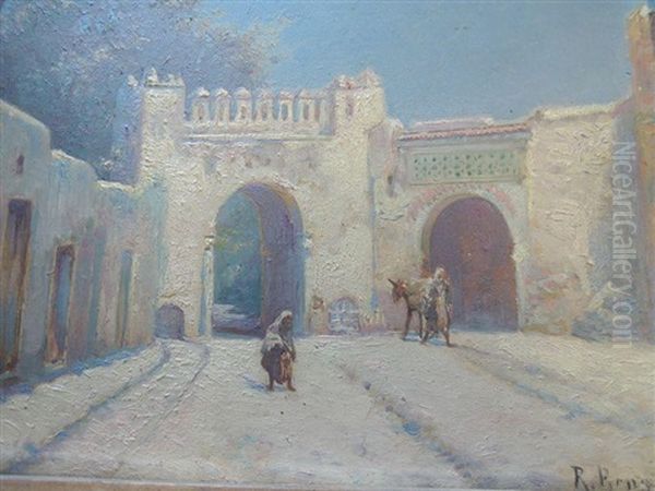 Porte De Fortification Avec Personnages Oil Painting by Rudolf Ernst