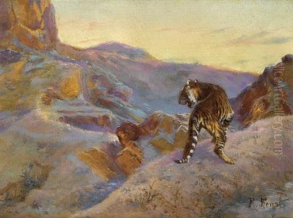 Tiger In The Mountains Oil Painting by Rudolf Ernst