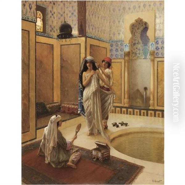 After The Bath Oil Painting by Rudolf Ernst