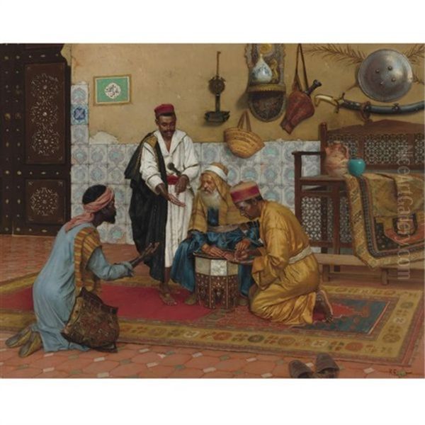 A Hard Bargain Oil Painting by Rudolf Ernst