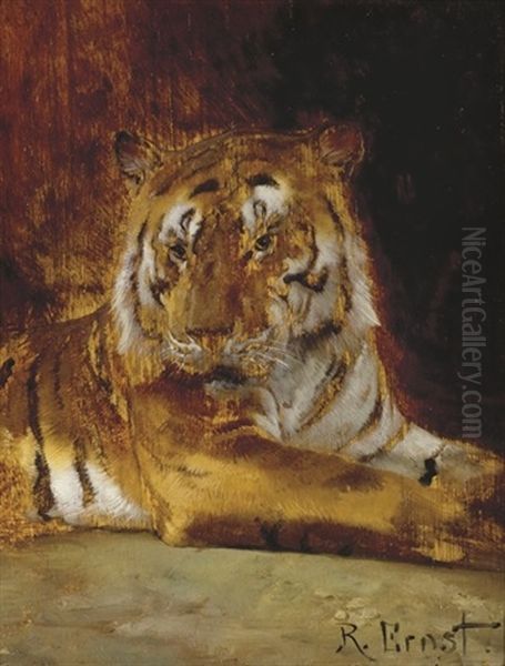 Tiger Oil Painting by Rudolf Ernst