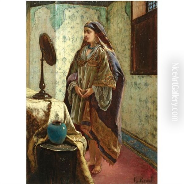 Odalisque In Her Boudoir Oil Painting by Rudolf Ernst