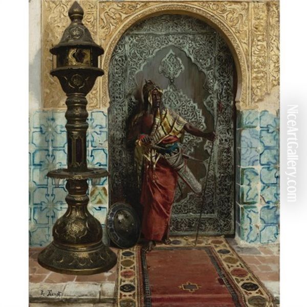 Nubian Guard Oil Painting by Rudolf Ernst