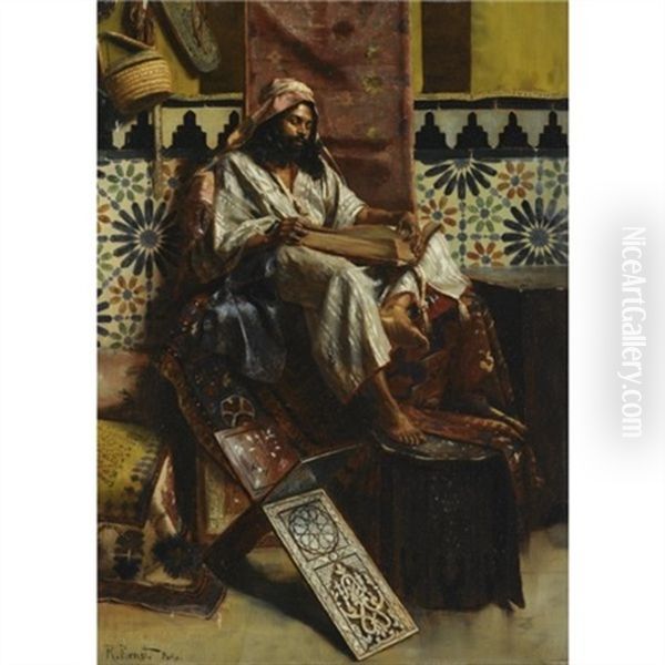 Studying The Koran Oil Painting by Rudolf Ernst