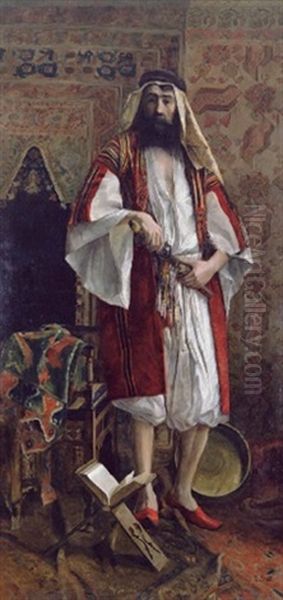 Portrait Of An Arab Nobleman Oil Painting by Rudolf Ernst