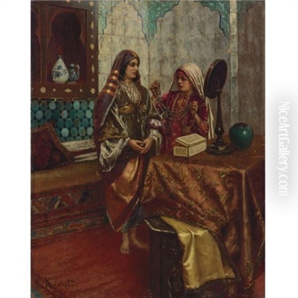 Adorning The Harem Oil Painting by Rudolf Ernst