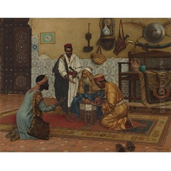 A Hard Bargain Oil Painting by Rudolf Ernst