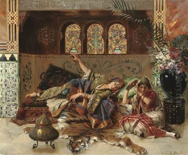 Deux Femmes Dans Un Interieur Oil Painting by Rudolf Ernst