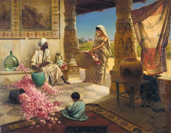 The Rose Harvest Oil Painting by Rudolf Ernst