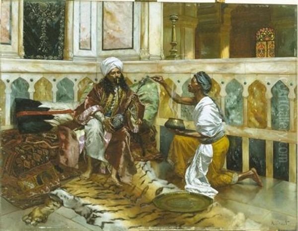 Preparing The Hookah Oil Painting by Rudolf Ernst