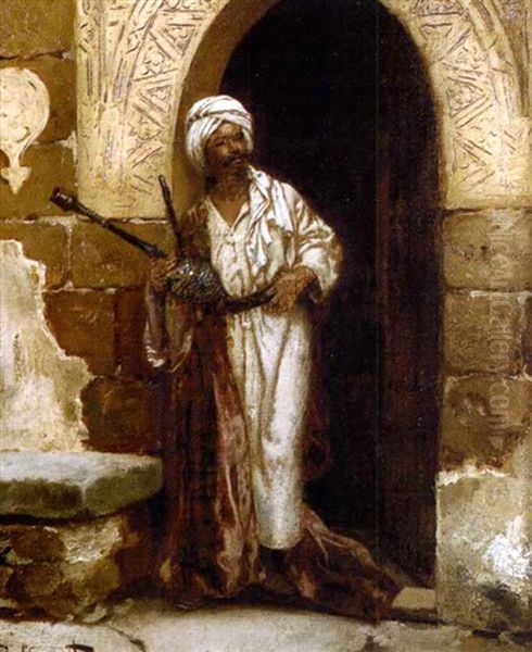 Gardien Au Narghile Oil Painting by Rudolf Ernst