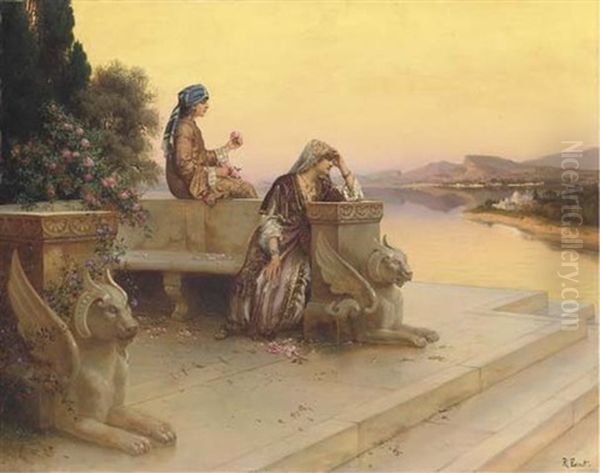 Jeunes Femmes Sur La Terrasse Oil Painting by Rudolf Ernst