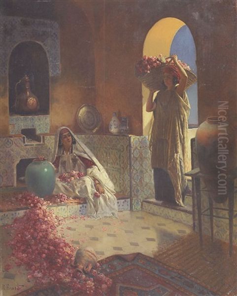 La Cueillette De Roses Oil Painting by Rudolf Ernst