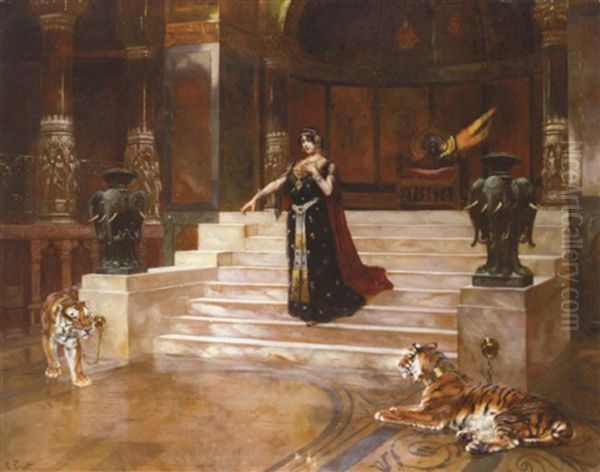 Salome And The Tigers Oil Painting by Rudolf Ernst