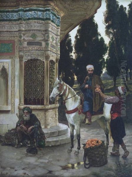 La Halte Au Kiosque Oil Painting by Rudolf Ernst