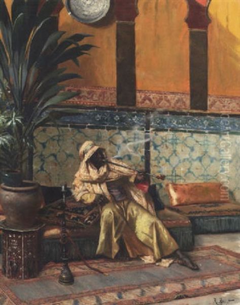 The Smoker Oil Painting by Rudolf Ernst