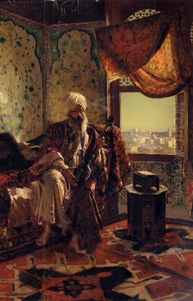 Smoking The Hookah Oil Painting by Rudolf Ernst