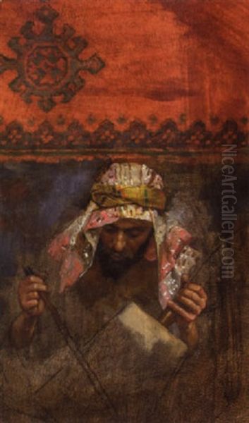 Study Of An Arab Musician Oil Painting by Rudolf Ernst