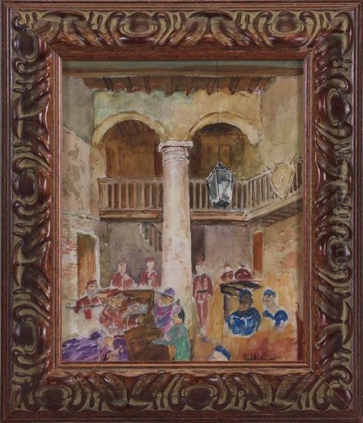 Room Interior With Figures Oil Painting by Paul Ashbrook