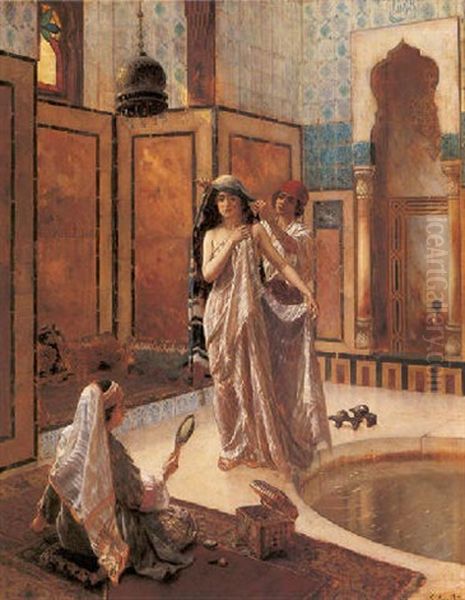 The Harem Bath Oil Painting by Rudolf Ernst