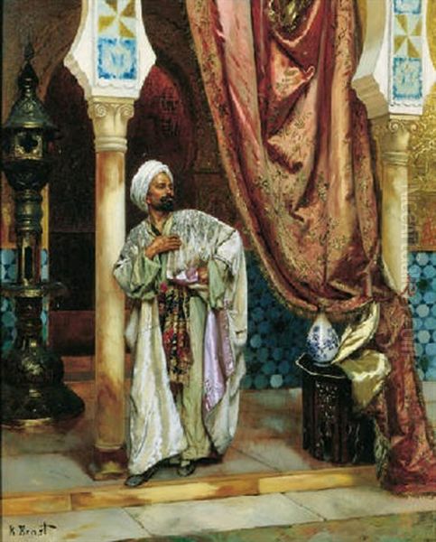 An Elegant Cheiftain In His Palace Oil Painting by Rudolf Ernst