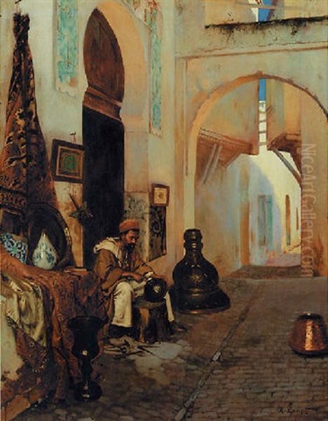 Un Ciseleur Oil Painting by Rudolf Ernst