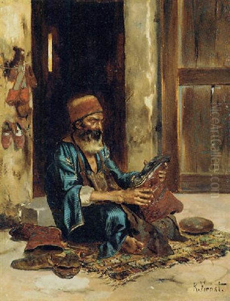 The Shoe Maker Oil Painting by Rudolf Ernst