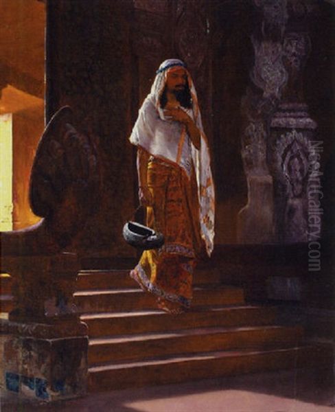 Entering The Temple Oil Painting by Rudolf Ernst