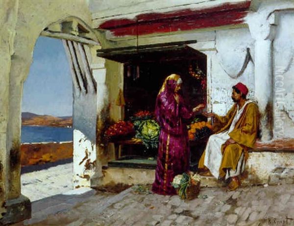 Jeune Femme Chez Le Marchand Du Bord De Mer Oil Painting by Rudolf Ernst