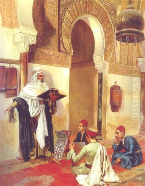 Lessons Of The Koran Oil Painting by Rudolf Ernst