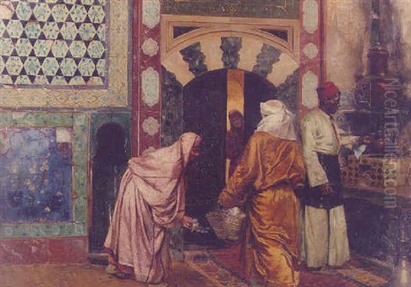 Leaving The Hammam Oil Painting by Rudolf Ernst